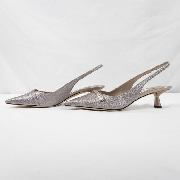Jimmy Choo Amita 45 Slingback Pumps In Macaron Glitter - Picture 2 of 13